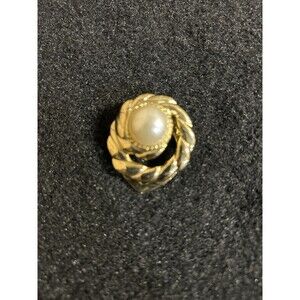 Vintage Park Lane Gold Tone Scarf Clip With Faux Pearl J201